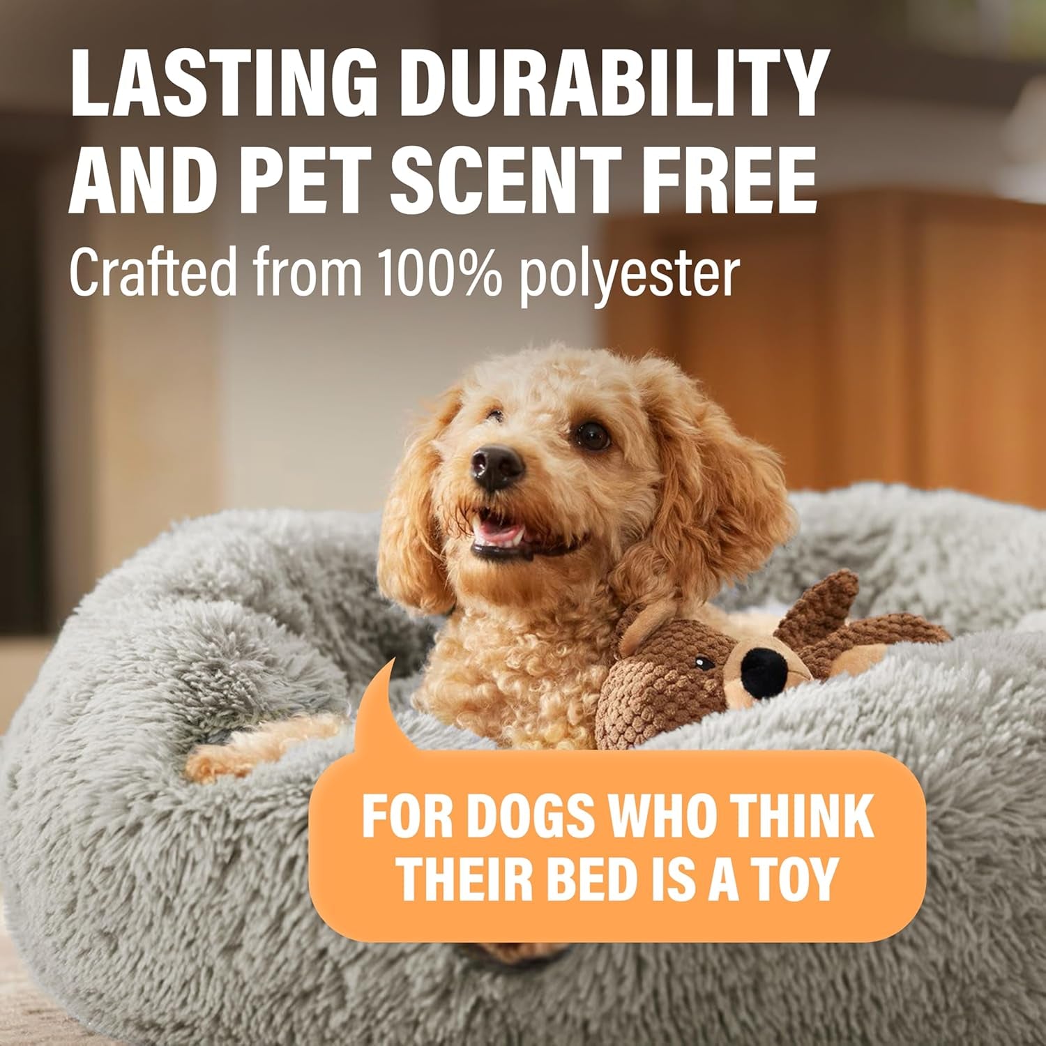Large Dog Bed, Calming Orthopedic Pet Bedding for Anxiety Relief, Joint Support & Comfort, Washable Dog Furniture, M 45Lbs, Dark Grey