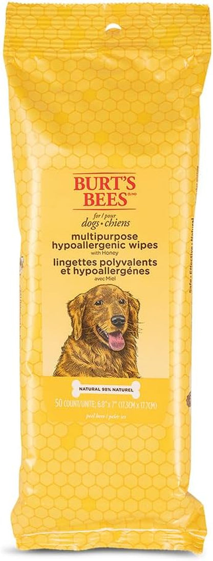 Honey Multipurpose Dog Grooming Wipes, Gentle Hypoallergenic Spot Cleaning Sheets, Ph Balanced Natural Origin Formula for Paws, Face and Butt, 50 Count - 3 Pack