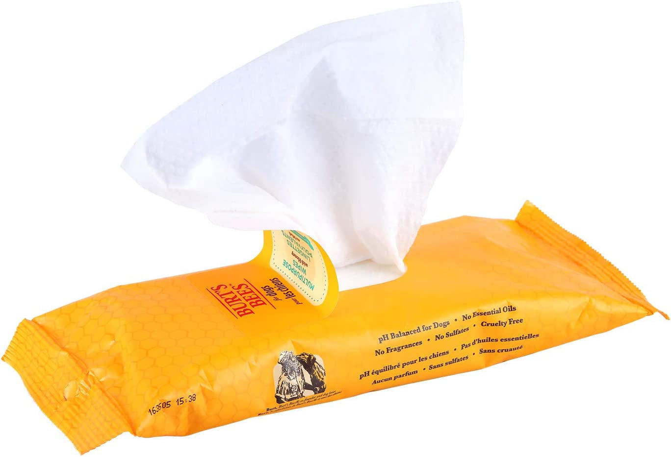 Honey Multipurpose Dog Grooming Wipes, Gentle Hypoallergenic Spot Cleaning Sheets, Ph Balanced Natural Origin Formula for Paws, Face and Butt, 50 Count - 3 Pack