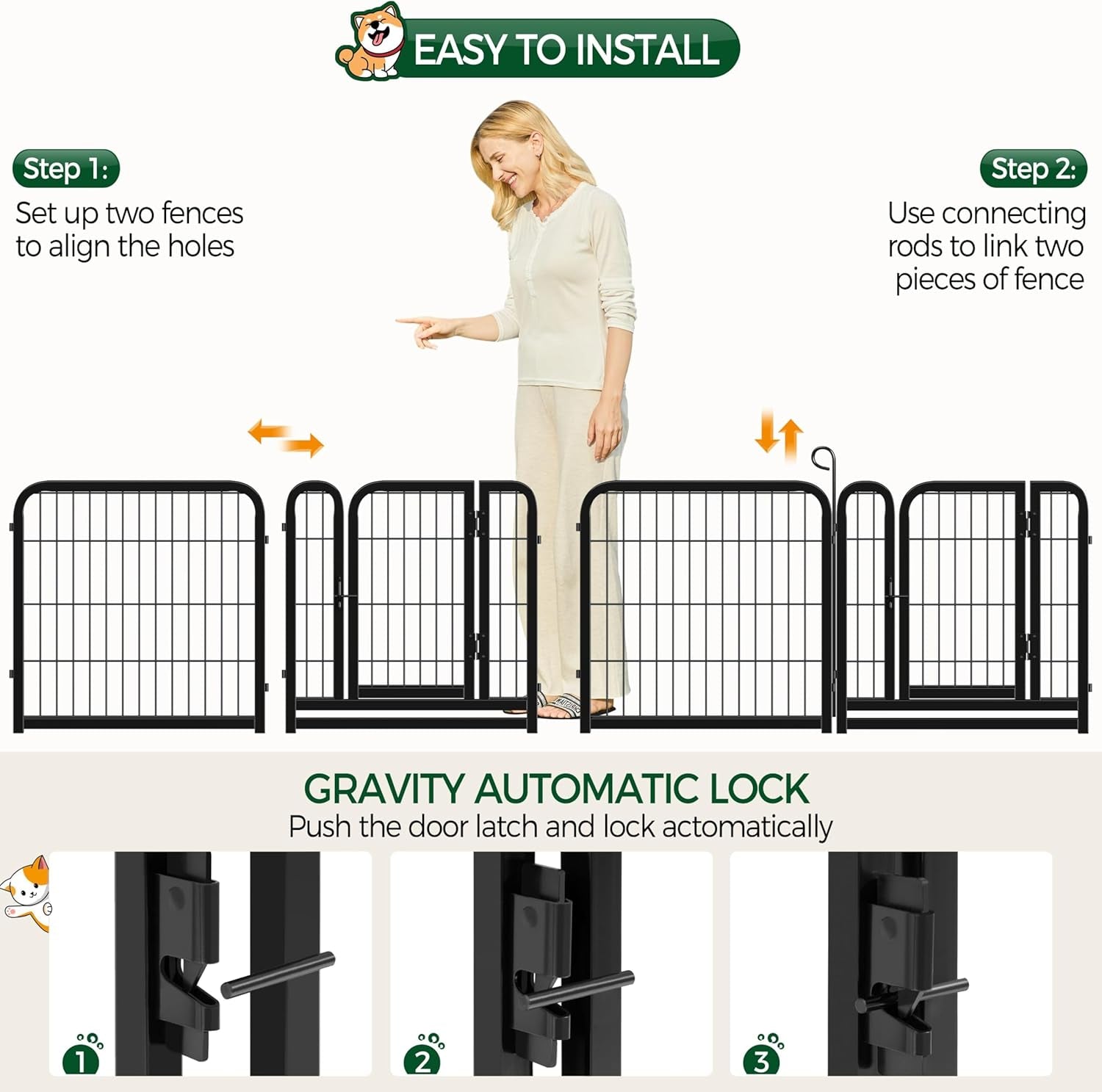 Yaheetech Dog Playpen Outdoor, 24 Inch 16 Panels Dog Pen Indoor Heavy Duty Puppy Exercise Pen Metal Pet Fence for RV Camping/Yard/Garden